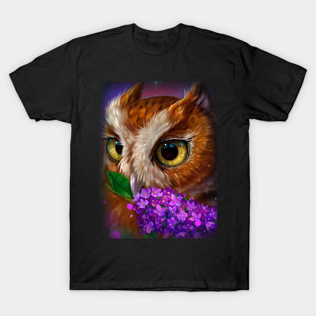 Owl and lilac T-Shirt by Magical Forest